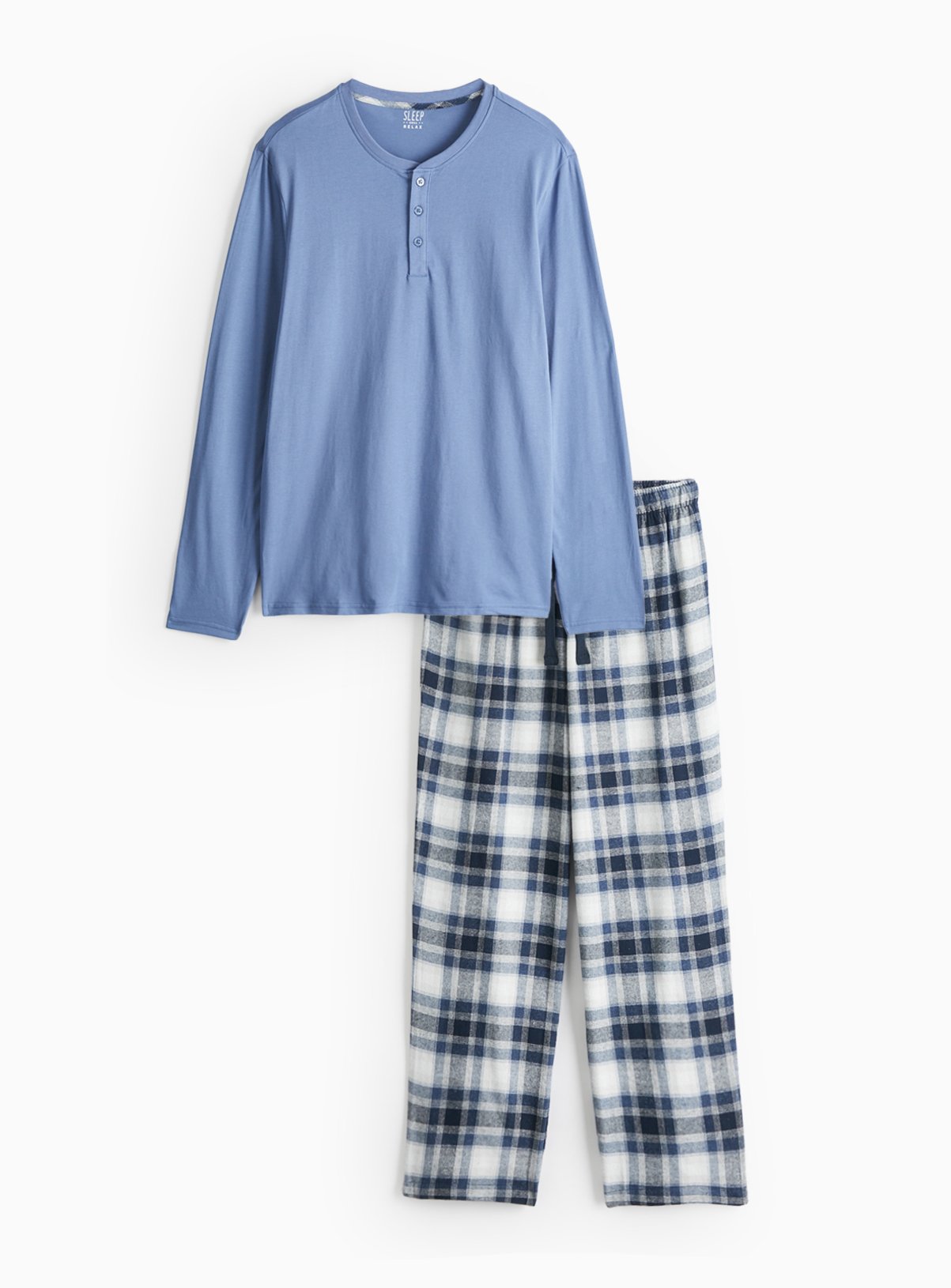 Traditional Blue & Checked Pyjamas L