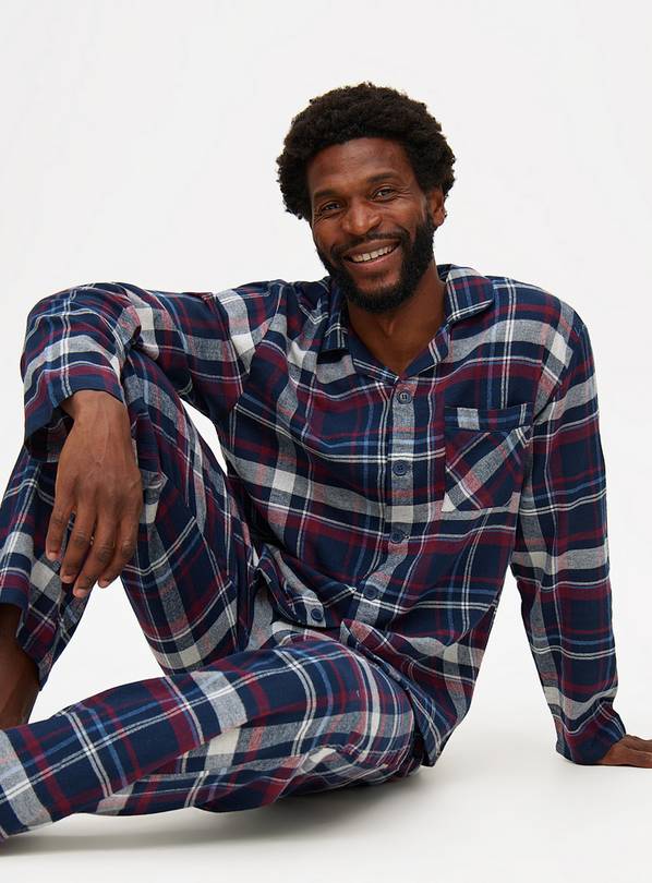 Navy Check Woven Traditional Pyjamas S