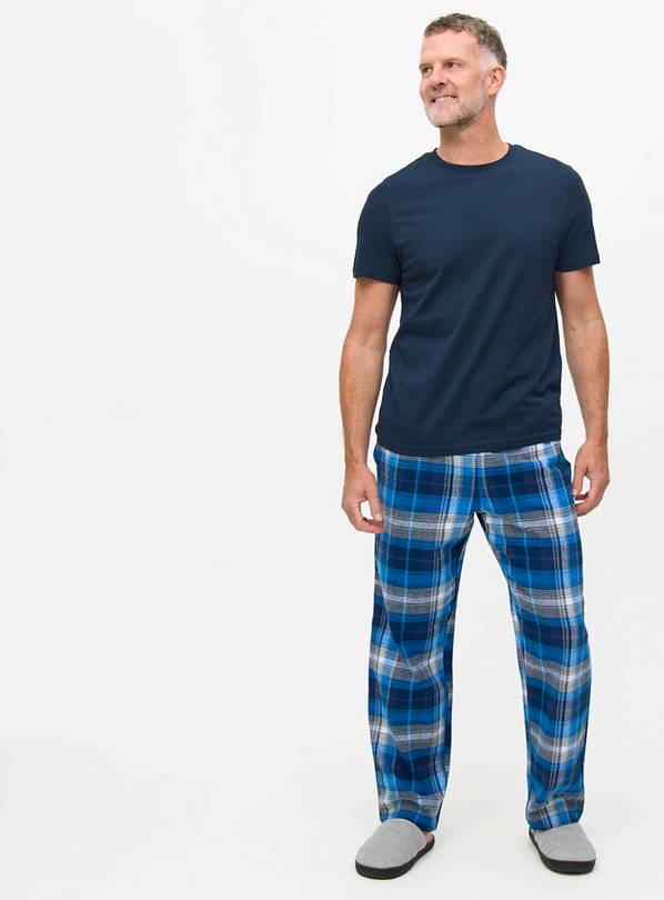 Blue check pyjama bottoms sale