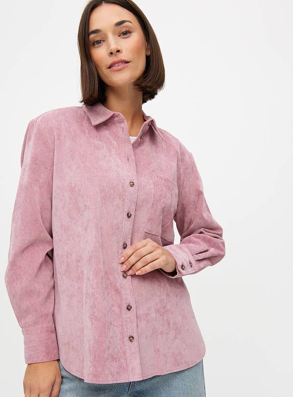 Blush Pink Corduroy Button-Through Shirt 10