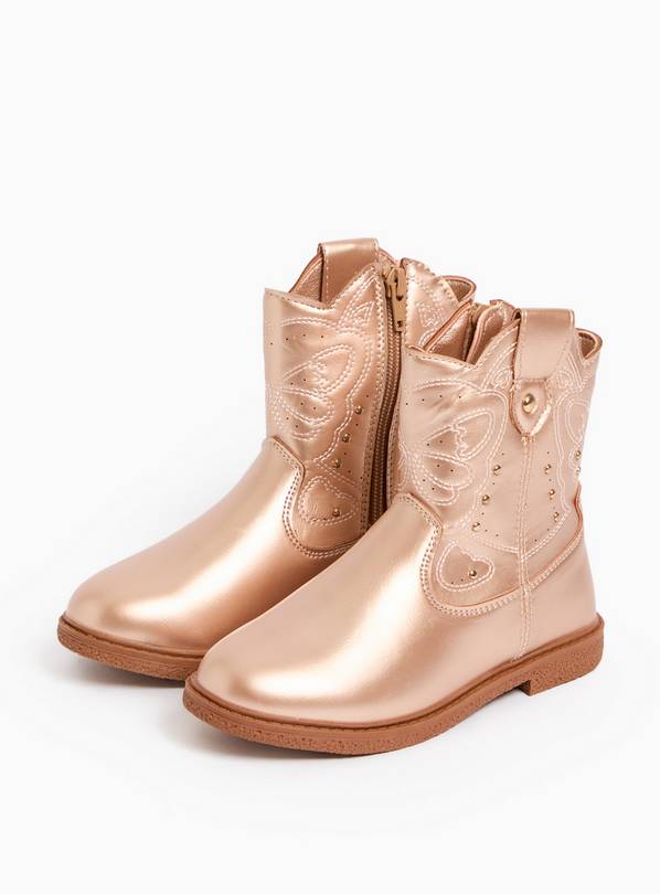 Gold Western Style Ankle Boots 2