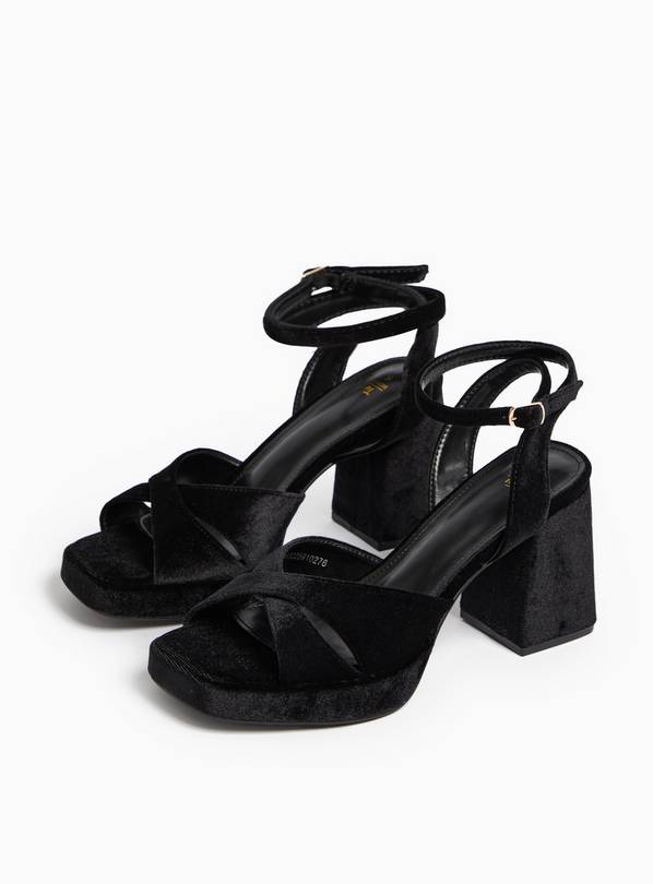 Black Velvet Platform Sandals  4