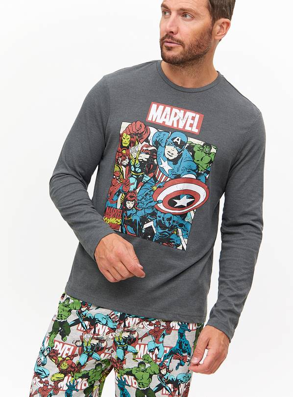 Marvel Avengers Print Charcoal Long Sleeve Pyjamas XXXL