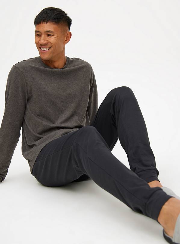 Charcoal Marl T-Shirt & Black Bottoms Pyjama Set L