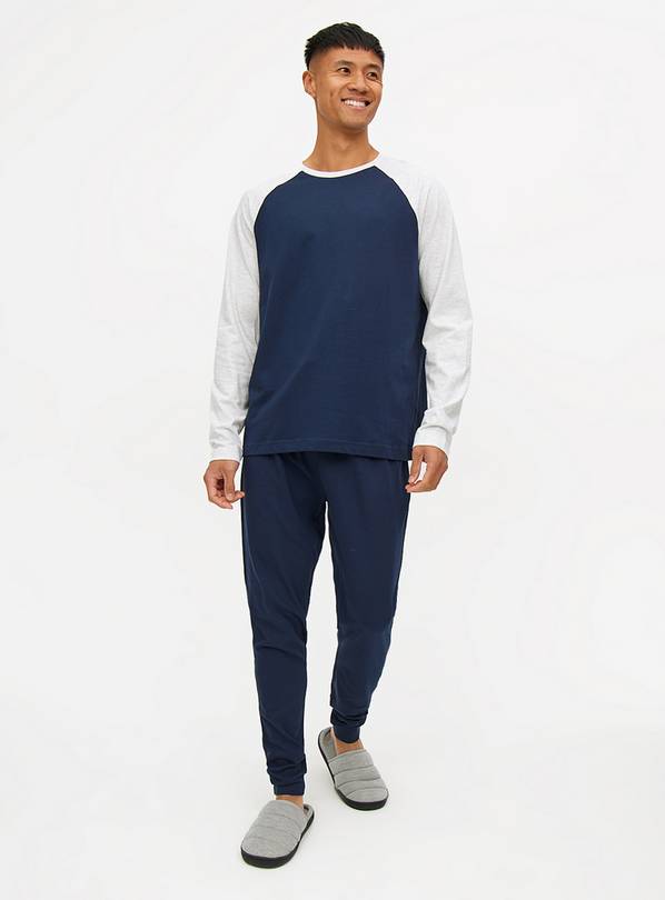 Navy Raglan Long Sleeve Pyjamas M