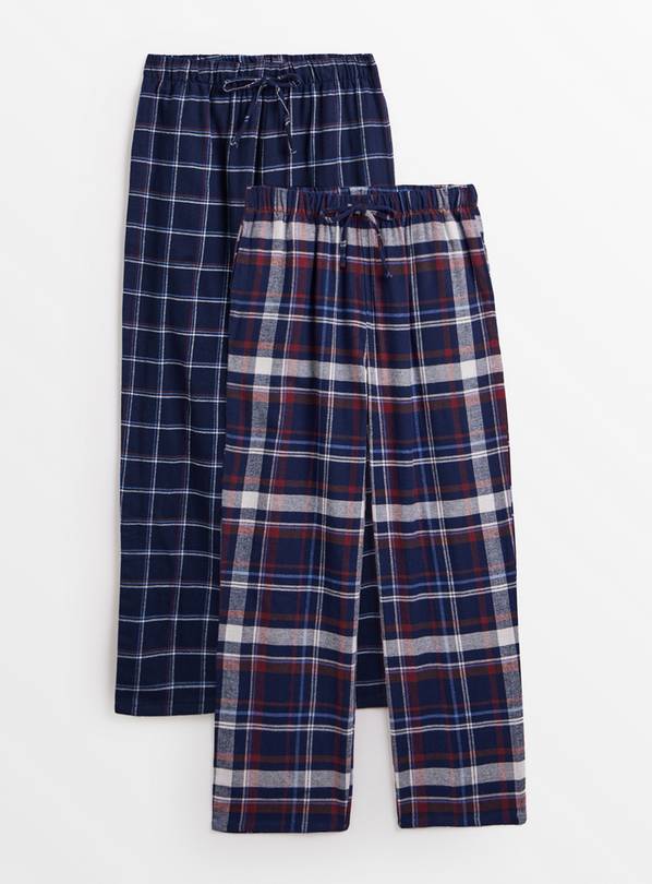 Navy Check Woven Pyjama Bottoms 2 Pack  XXL