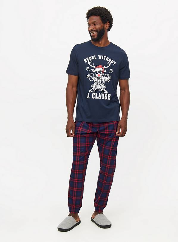 Navy Rebel Without A Clause Christmas Pyjamas XL