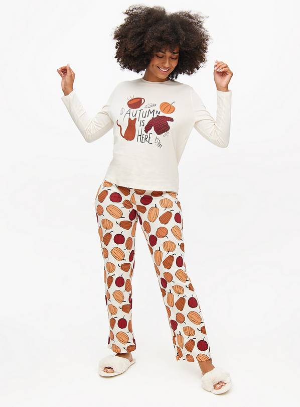 Autumn Pumpkin Print Long Sleeve Pyjamas XXL