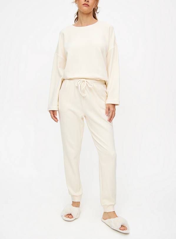 Cream Brushed Scuba Coord Pyjama Bottoms  L