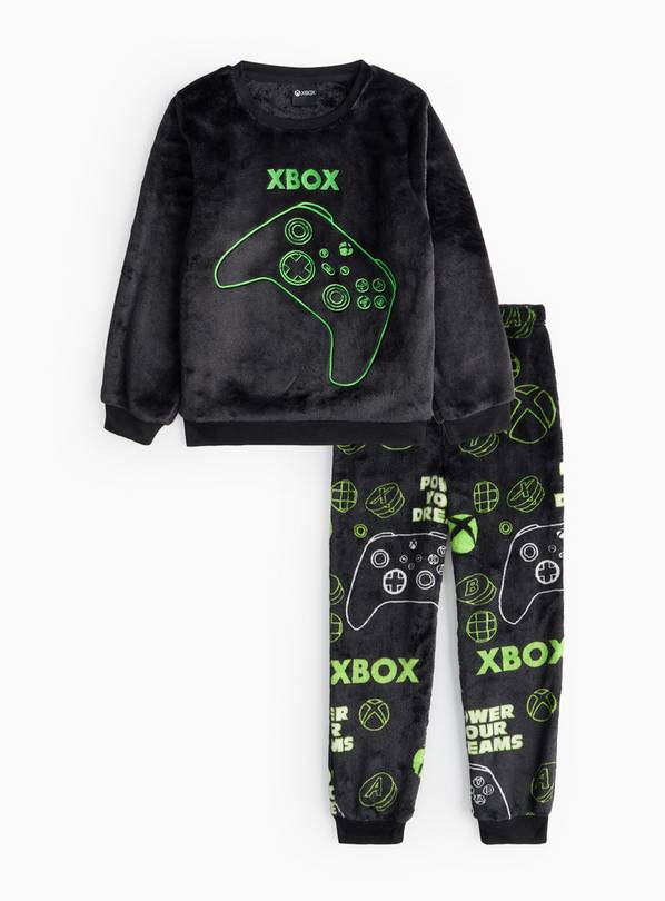 XBOX Black Printed Slinky Fleece Pyjamas  6-7 years