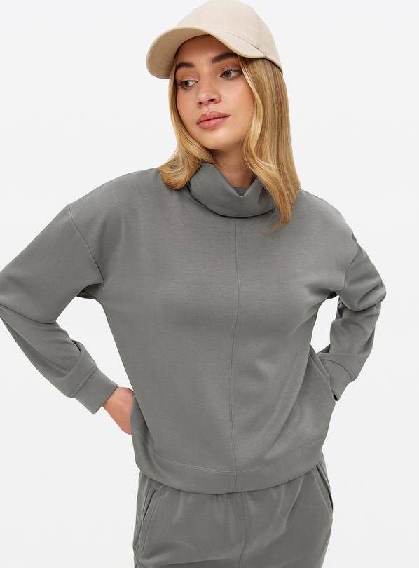 Grey cowl neck sweatshirt sale