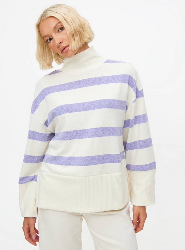 Lilac Stripe High Neck Jumper XL