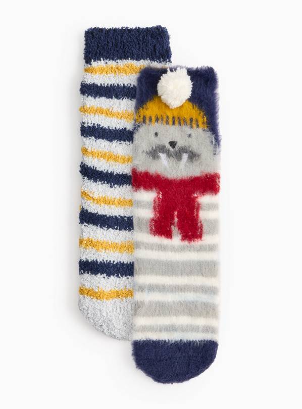 Walrus Stripe Cosy Socks 2 Pack 12.5-3.5