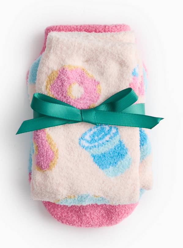 Doughnut Print Cosy Socks 2 Pack  6-8.5