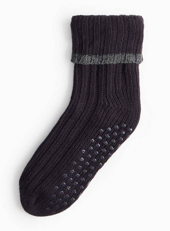 totes&reg; Black Chunky Slipper Socks 6-11