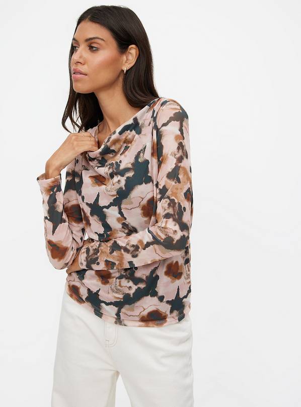 Pink Floral Print Mesh Top 20