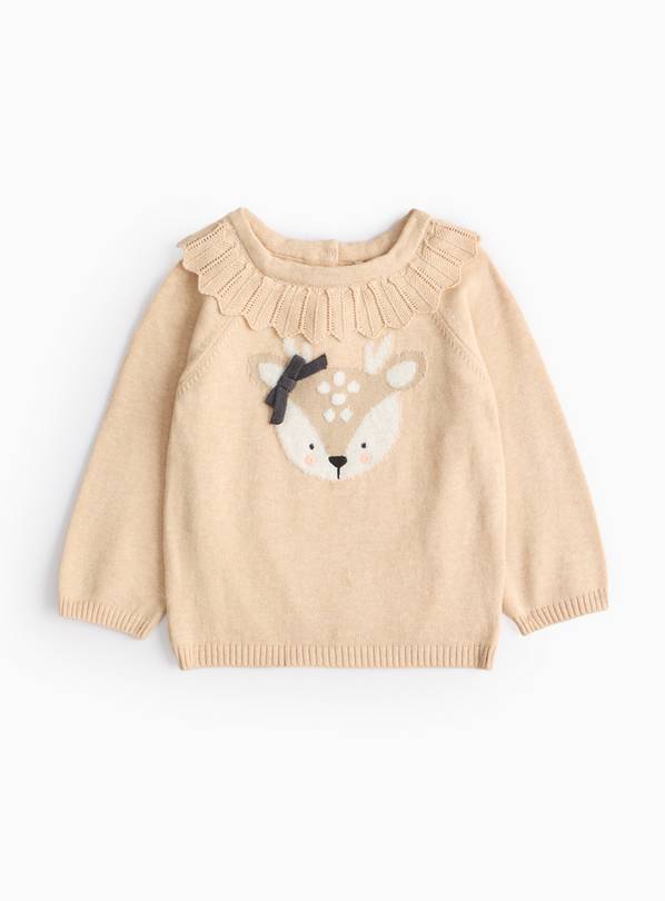 Oatmeal Deer Christmas Jumper 9-12 months