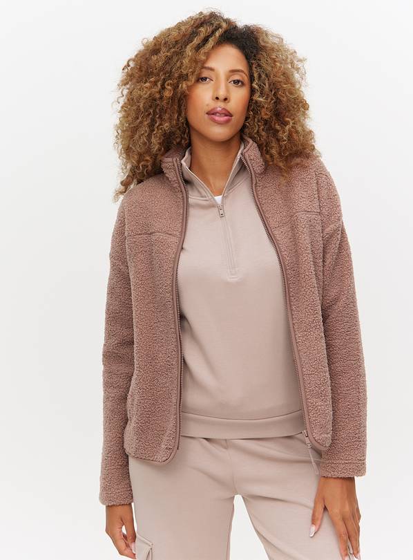 Taupe Borg Fleece Zip-Through Jacket L