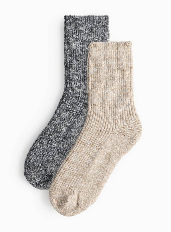 Oatmeal & Grey Space-Dye Boot Socks 2 Pack 4-8