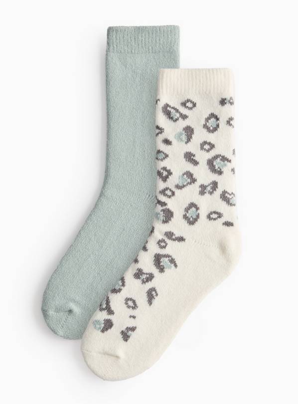 Leopard Print Cosy Socks 2 Pack 4-8