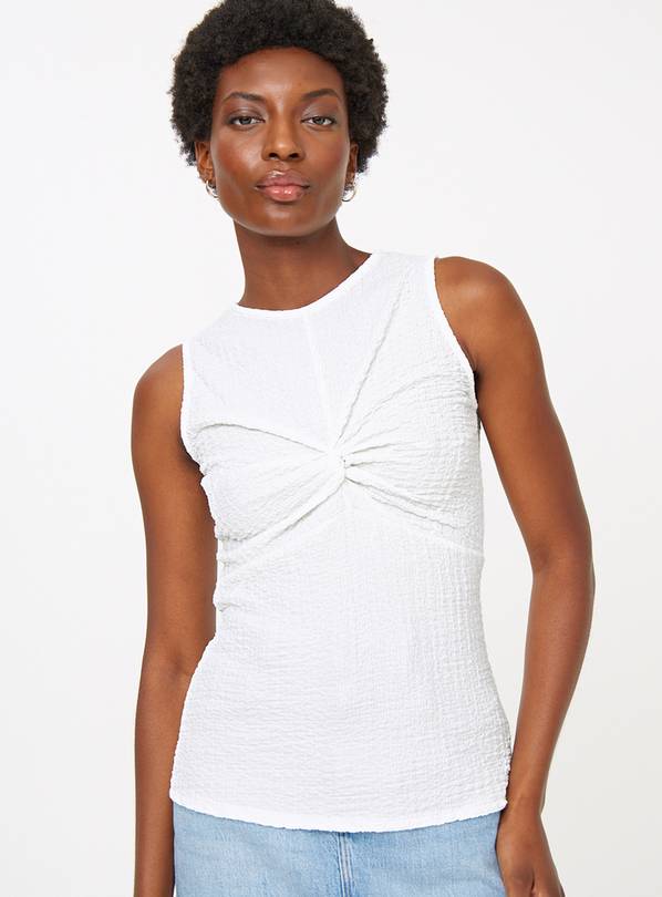 White Twist Textured Tank Top  24