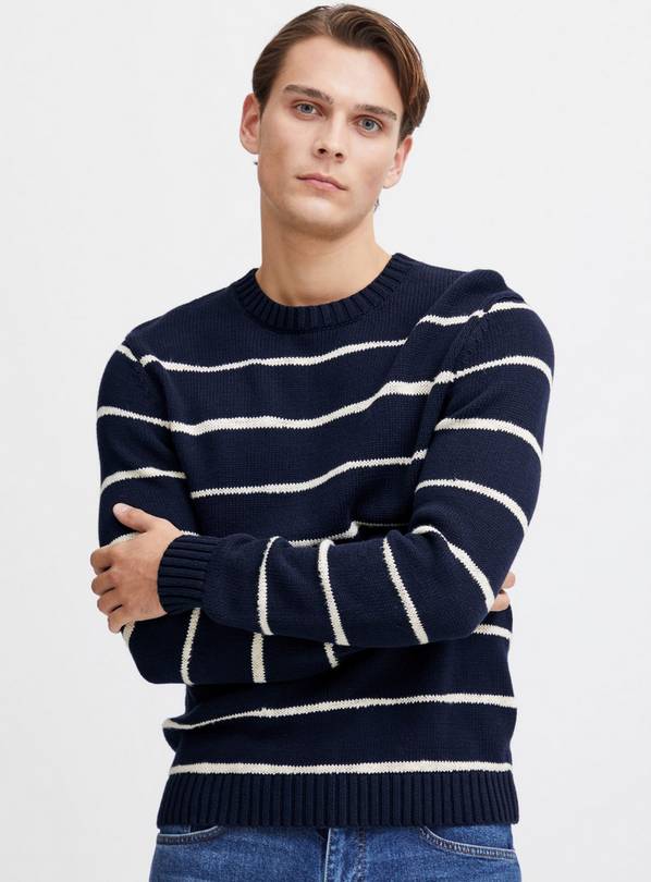 CASUAL FRIDAY Navy Striped Knit XL