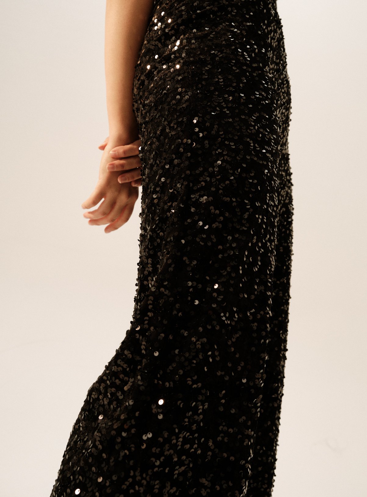 Black Sequin Embellished Wide Leg Trousers  14S - Image 3 thumbnail