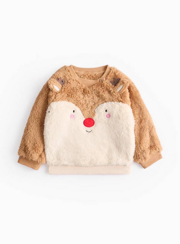 Brown Rudolph The Reindeer Borg Jumper 12-18 months