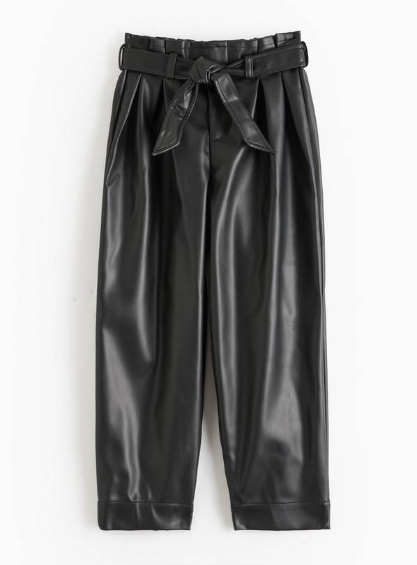 Black Faux Leather Wide Leg Trousers  8 years