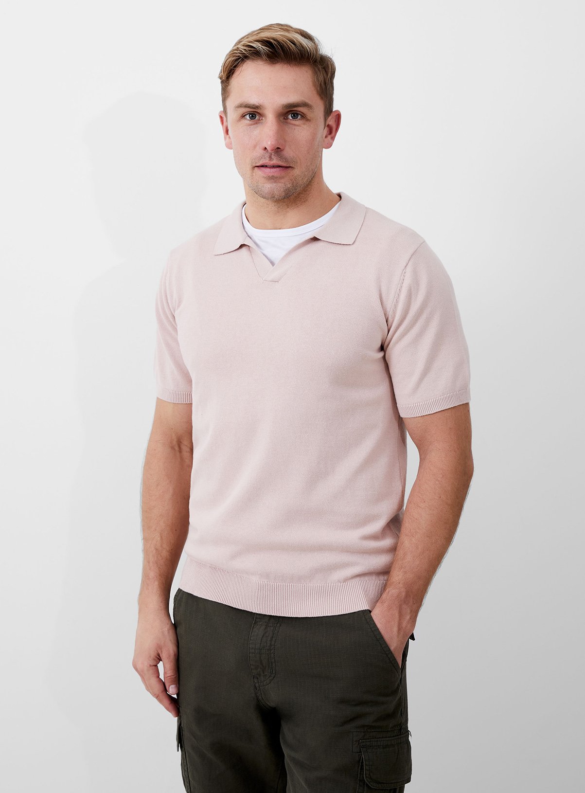 Men's Pink FRENCH CONNECTION Short Sleeve Resort Polo