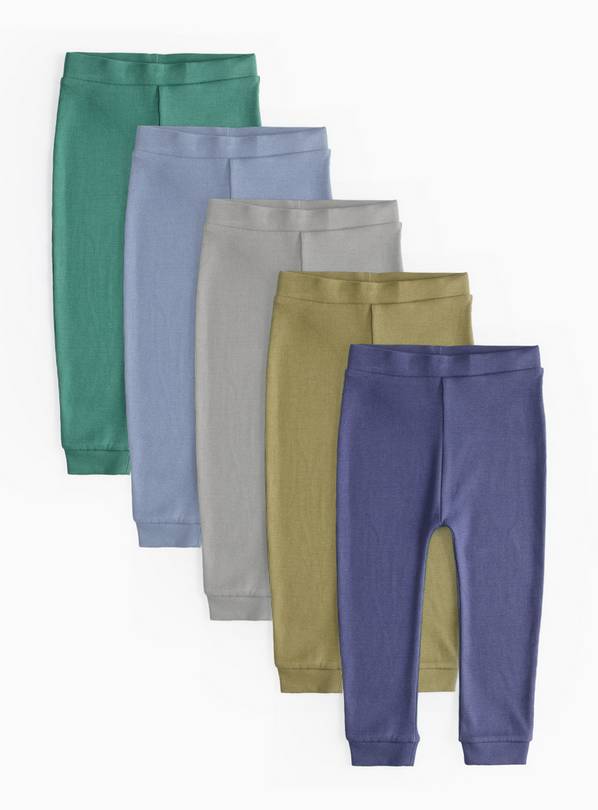 Muted Tones Plain Leggings 5 Pack 2-3 years