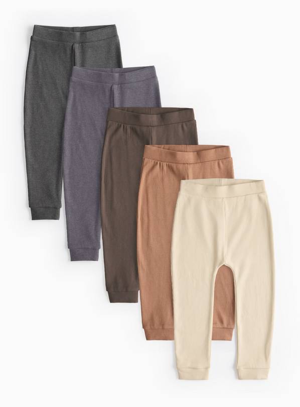 Neutral Plain Leggings 5 Pack 5-6 years