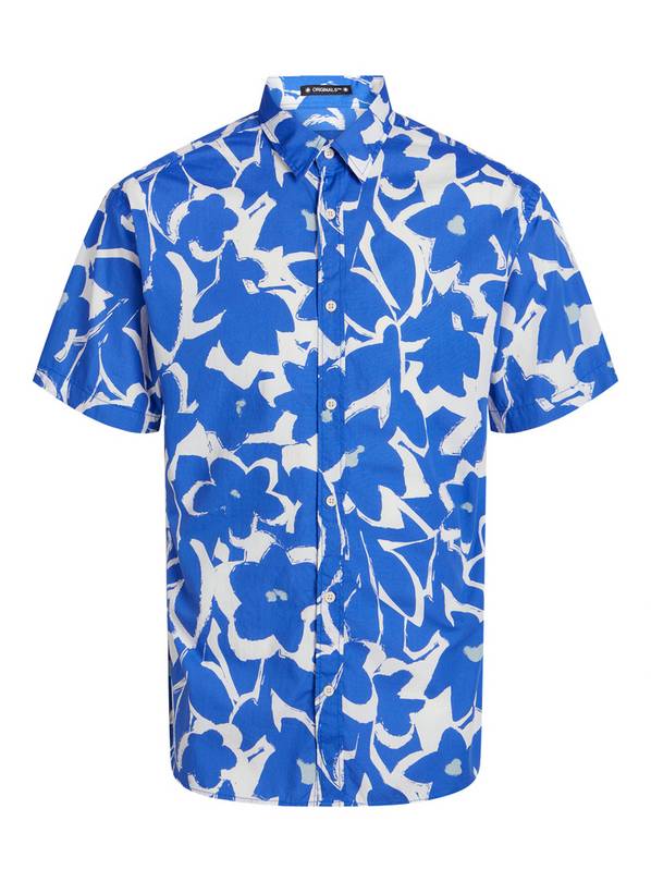 JACK & JONES JUNIOR Aruba Print Short Sleeve Shirt Dazzling Blue 10 years