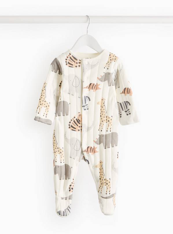 Cream Safari Animal Print 2.5 Tog Quilted Sleepsuit 3-6 months