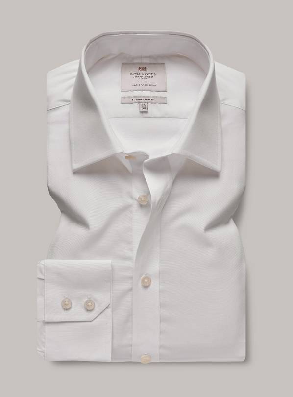 HAWES & CURTIS White Poplin Slim Shirt 16.5 - 36