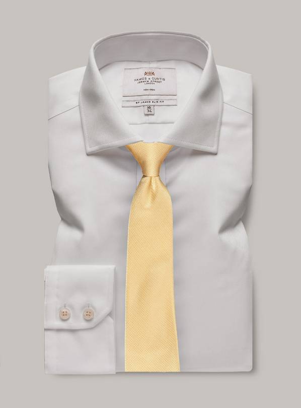  HAWES & CURTIS White Twill Windsor Collar Slim Fit Shirt 15.5 - 35