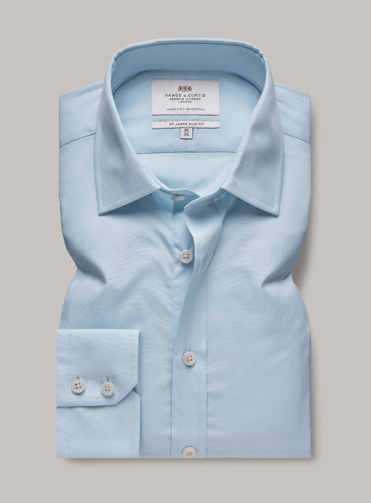 HAWES & CURTIS Blue Poplin Slim Shirt 16 - 37