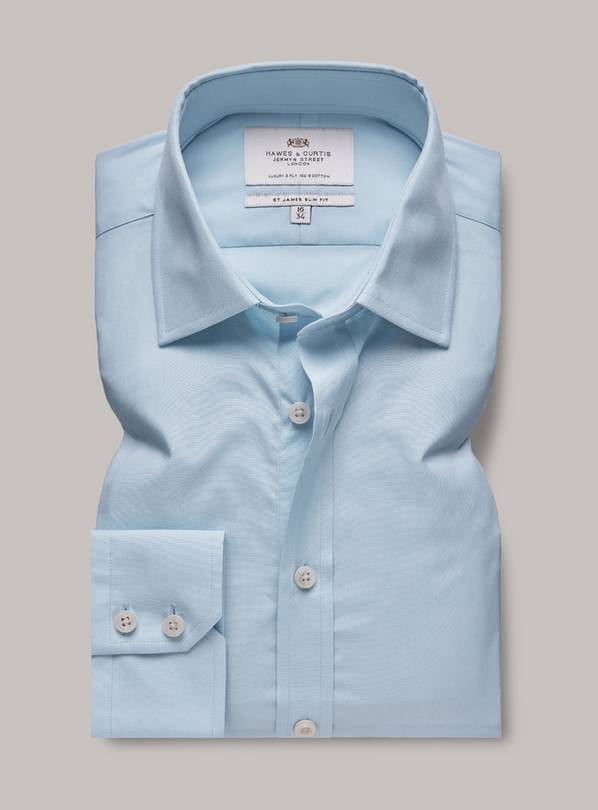 HAWES & CURTIS Blue Poplin Slim Shirt 15 - 33