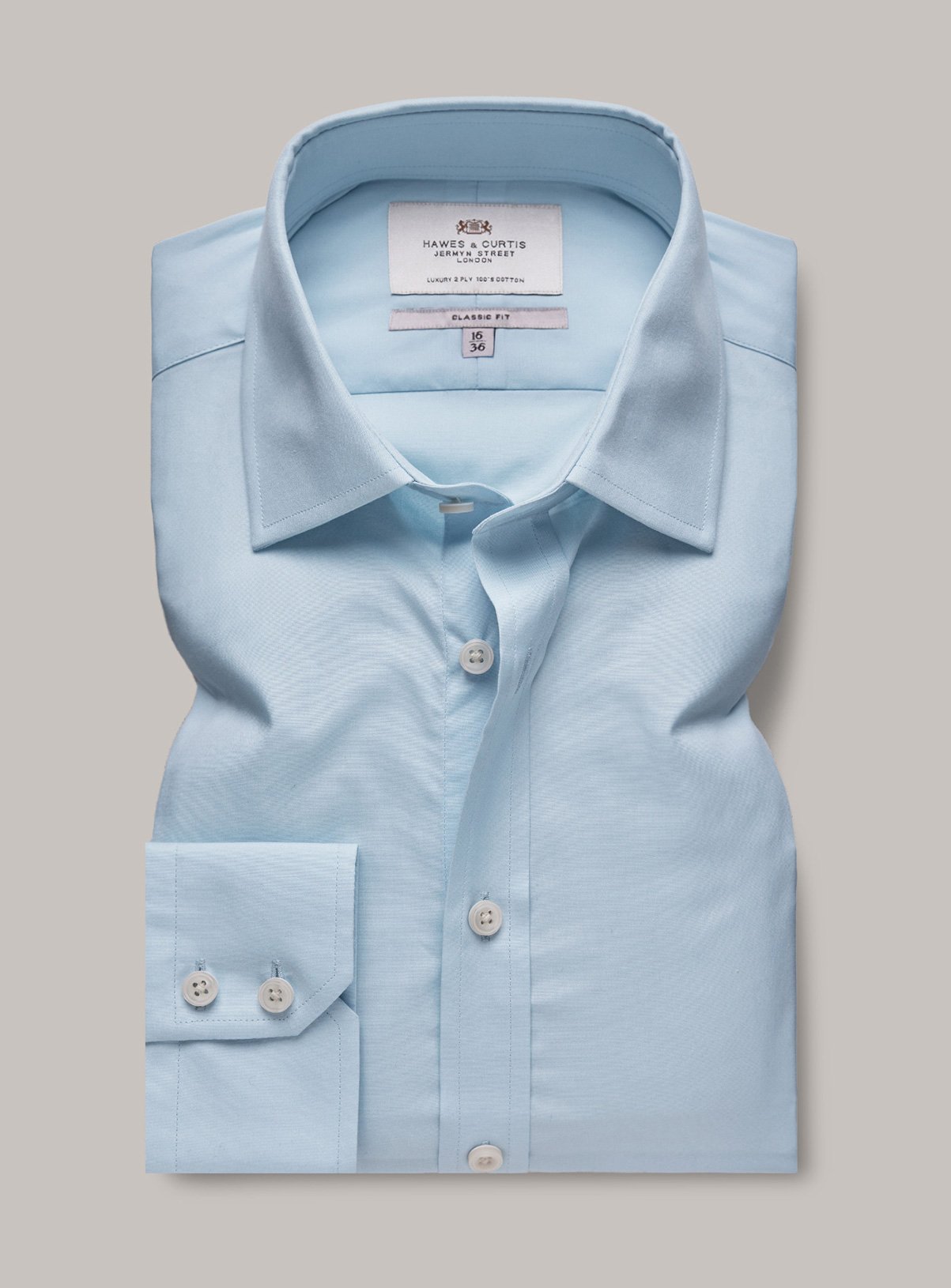 HAWES & CURTIS Blue Poplin Classic Shirt 16 - 34