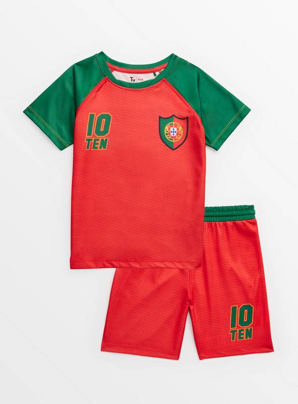 Red Portugal Football Shirt & Shorts 2 years