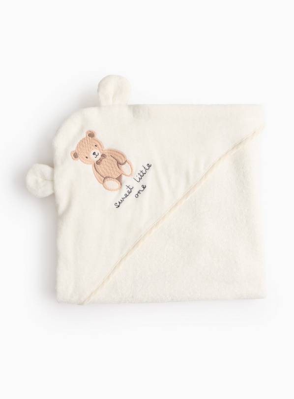 Cream Teddy Bear Hooded Towel One Size