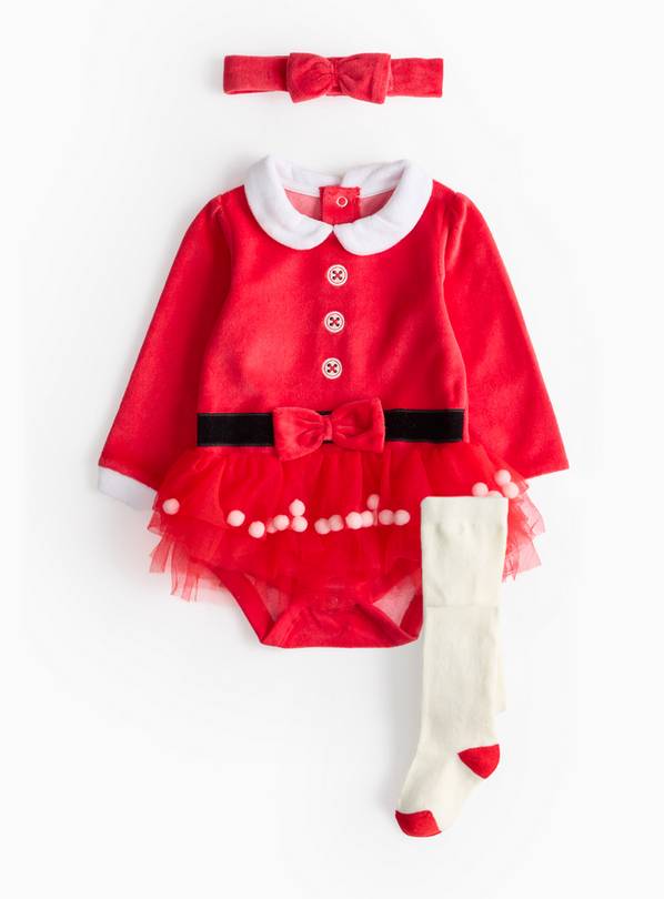 Santa Bodysuit & Tights Set Up to 1 mth