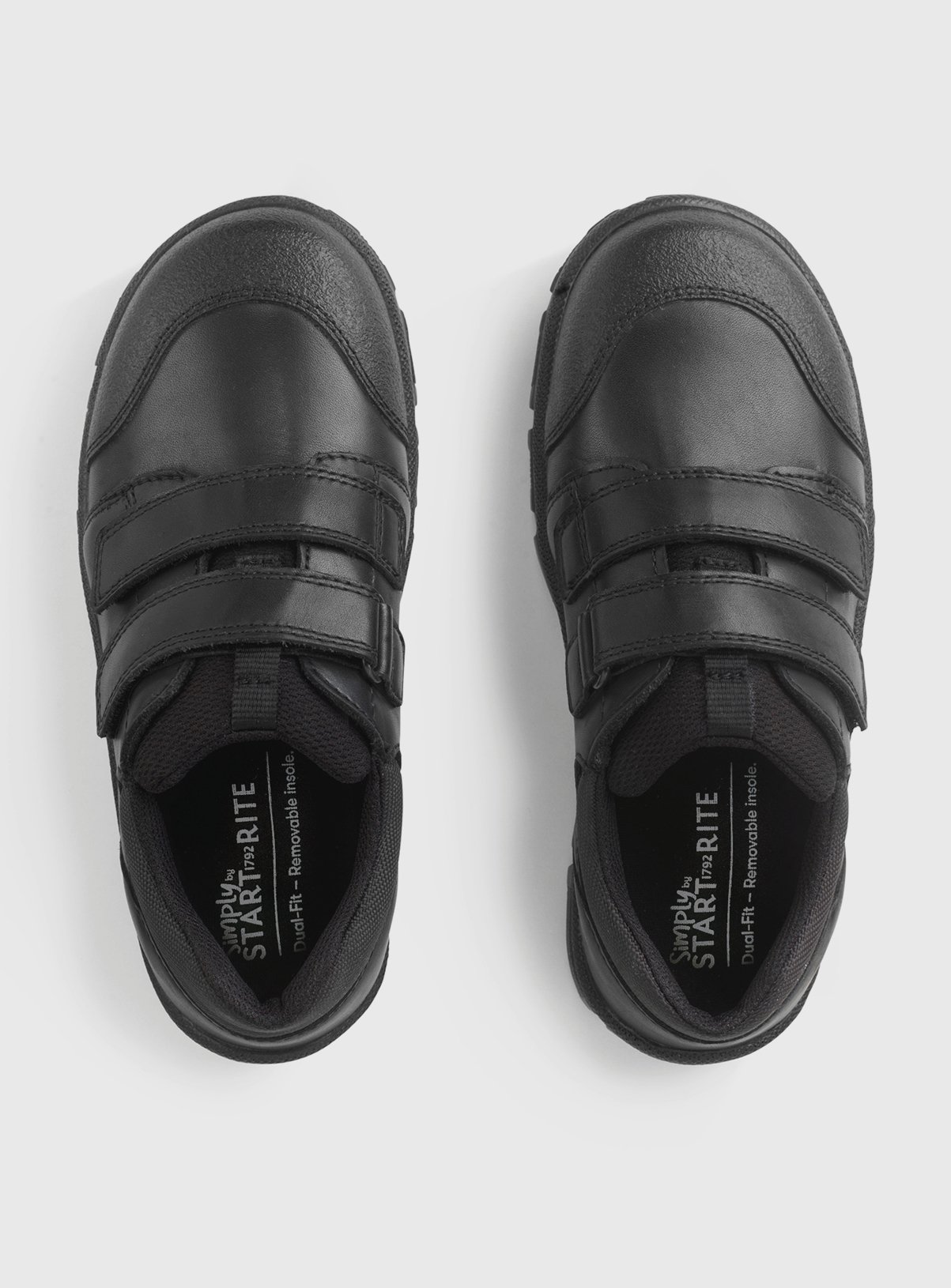 START-RITE Topic Black Leather Dual Fit Rip Tape School Shoes 1 - Image 2 thumbnail
