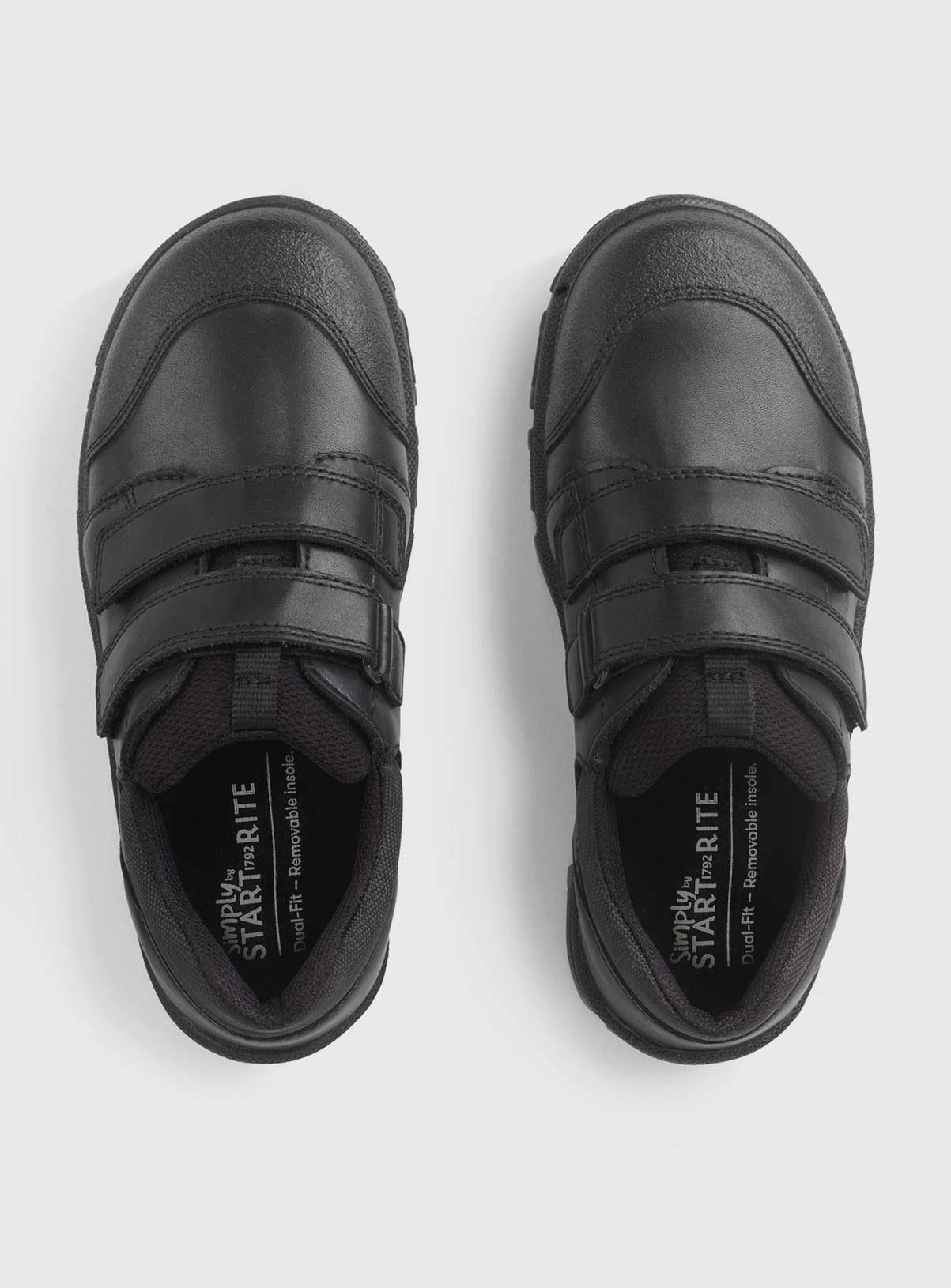 START-RITE Topic Black Leather Dual Fit Rip Tape School Shoes 1 - Image 2