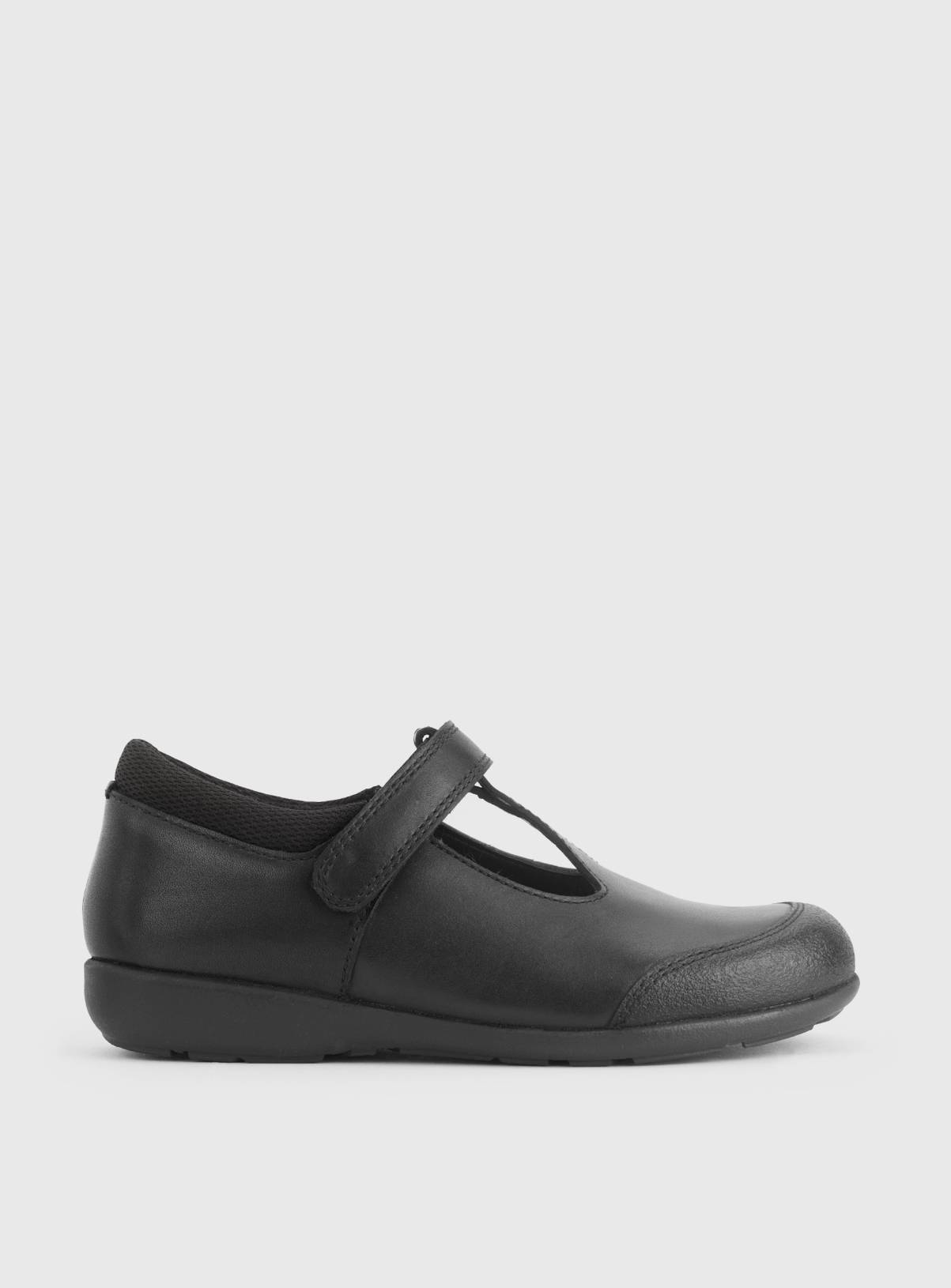 START-RITE Globe Black Leather Dual Fit T Bar School Shoes 10 Infant - Image 1
