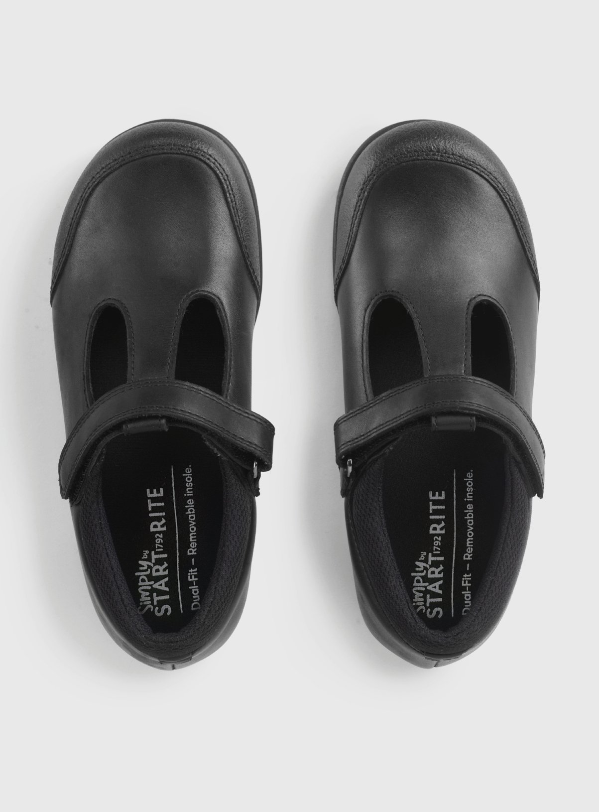 START-RITE Globe Black Leather Dual Fit T Bar School Shoes 10 Infant - Image 2 thumbnail