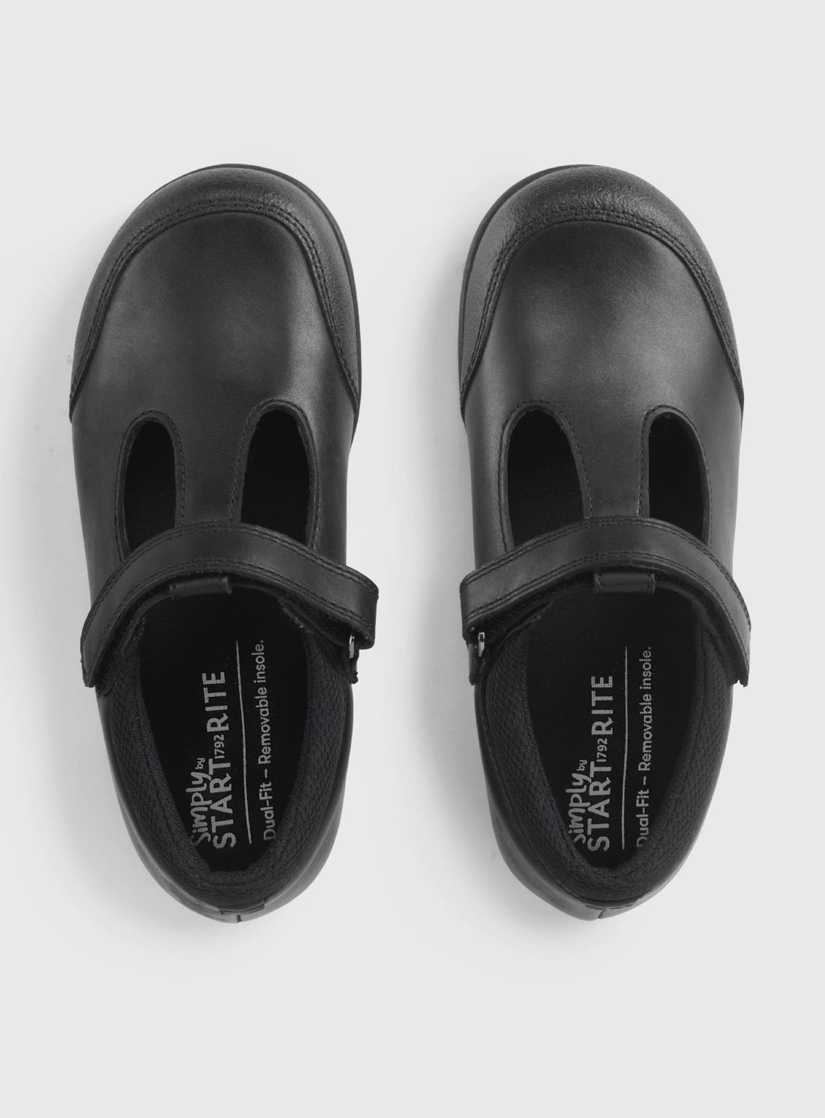 START-RITE Globe Black Leather Dual Fit T Bar School Shoes 10 Infant - Image 2