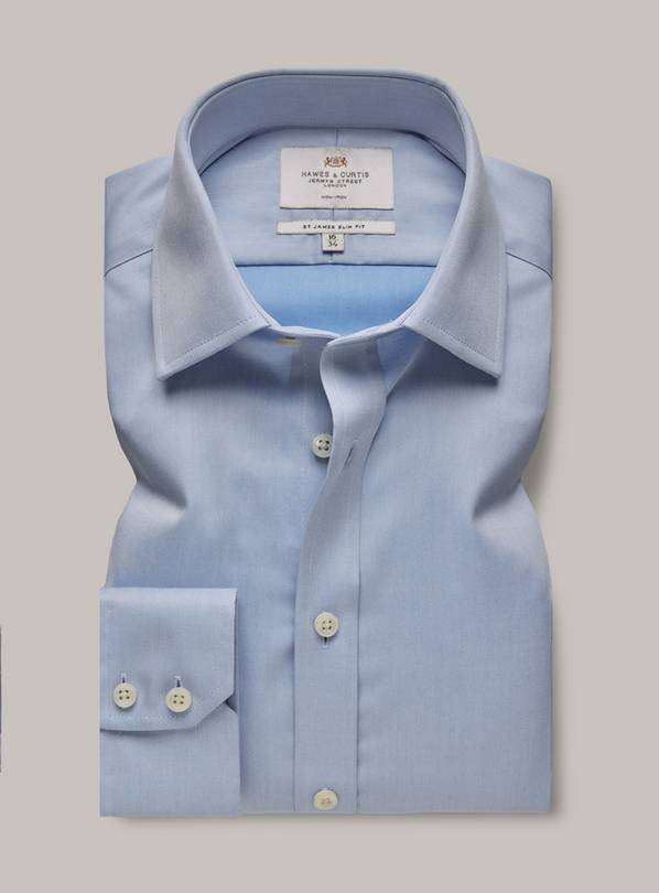 HAWES & CURTIS Blue Twill Slim Shirt 16.5 - 36