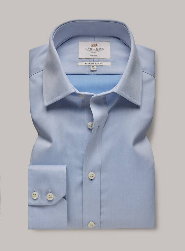 HAWES & CURTIS Blue Twill Slim Shirt 16 - 36