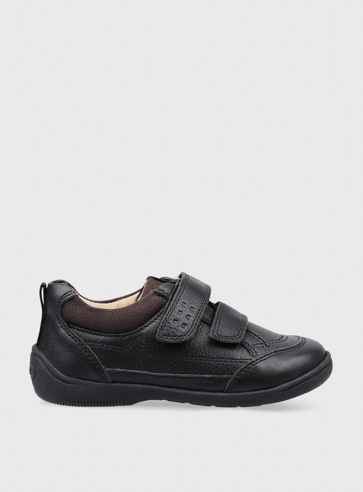 Black START-RITE Zig Zag Leather Rip Tape Black Leather School Shoes - Start-Rite by Sainsbury's